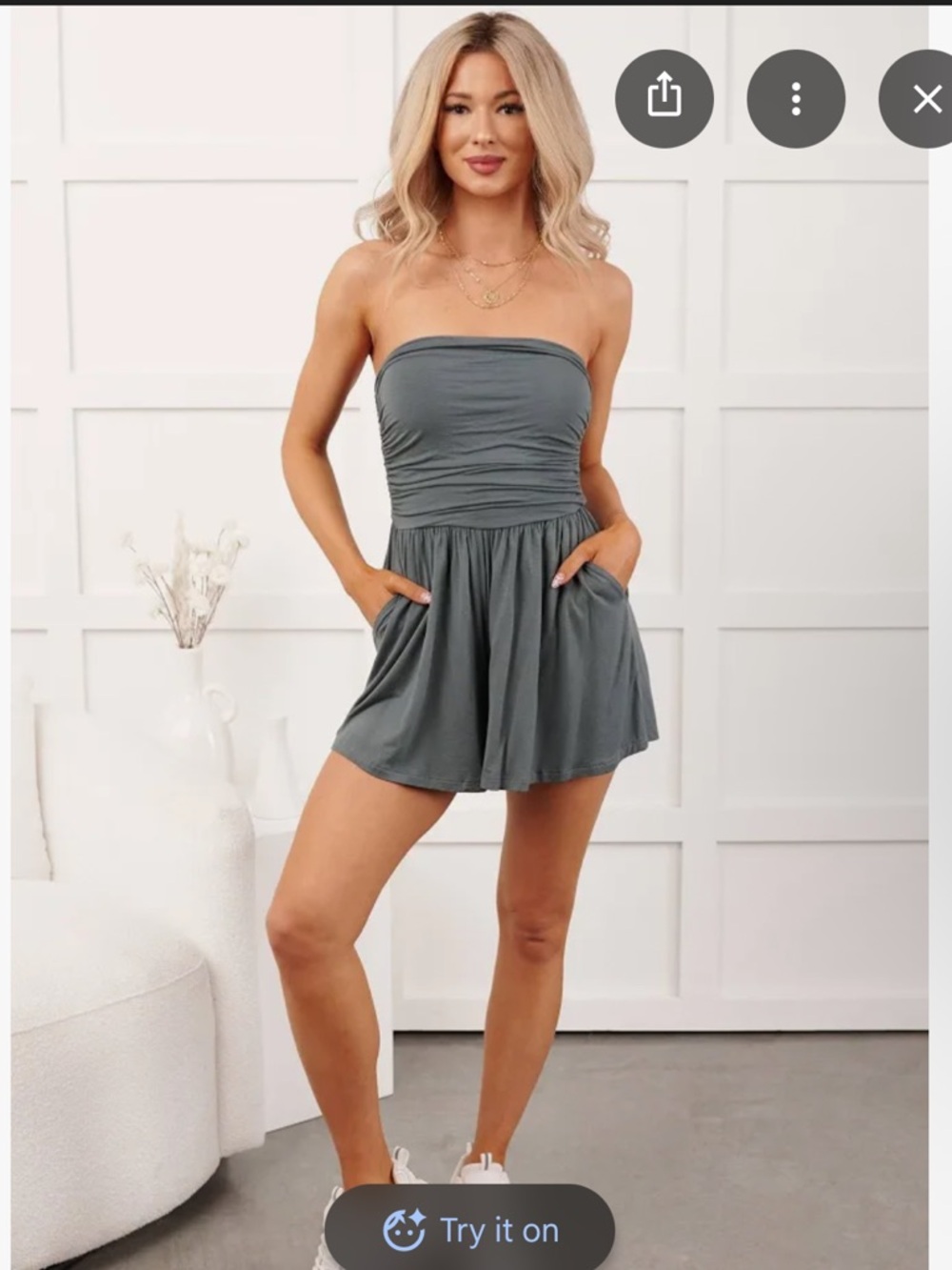 Ruched Strapless Romper